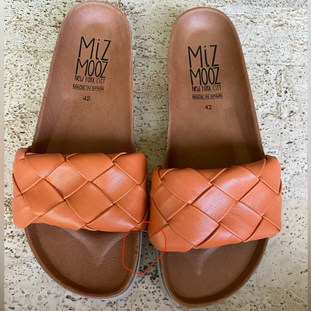 MIZ MOOZ Brown Orange Woven Rope Slide Sandals Size 42